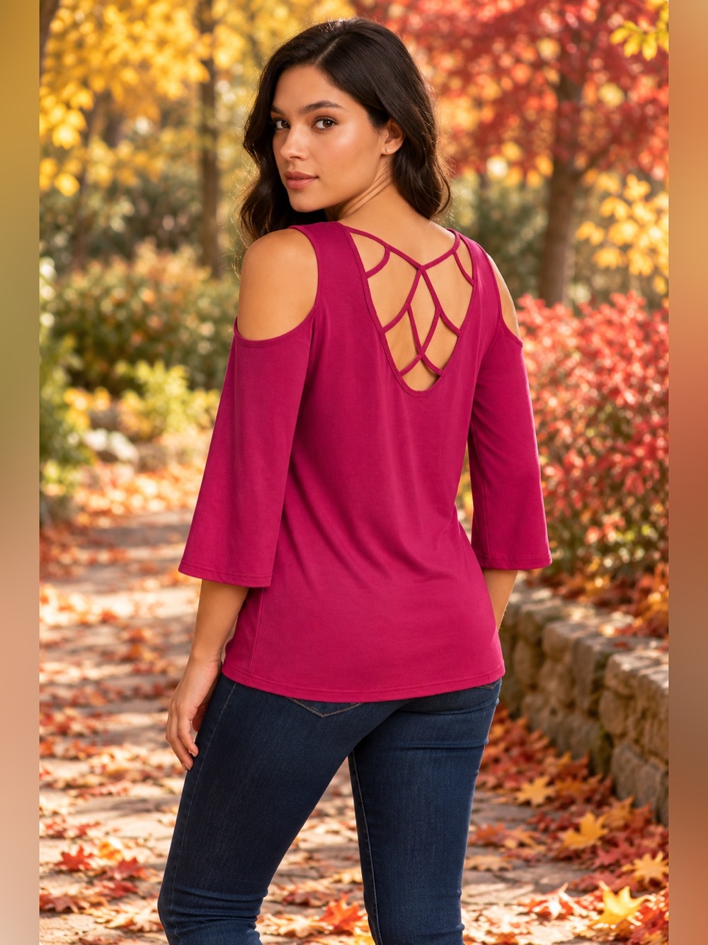 Coco Bianco floaty fuchsia top